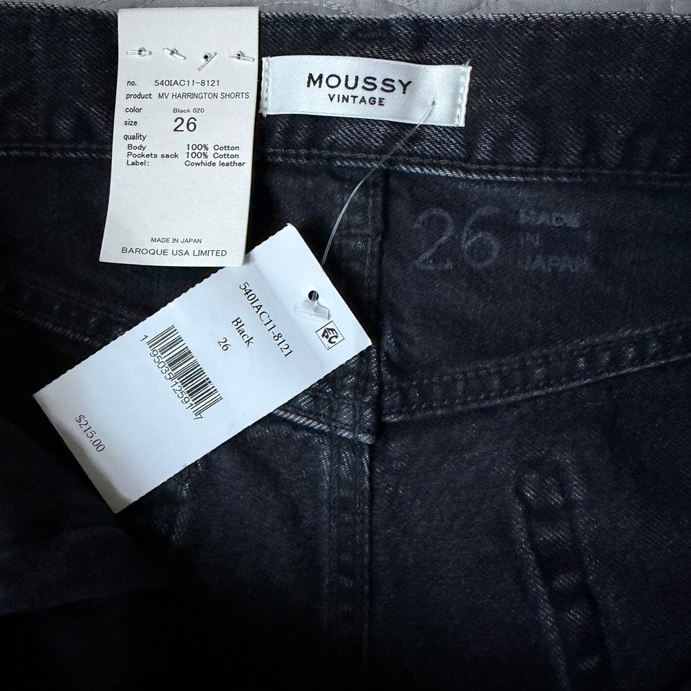MOUSSY VINTAGE Harrington High Rise Black Cutoff Shorts Size 26 Waist 14.5" NWT - Picture 4 of 16